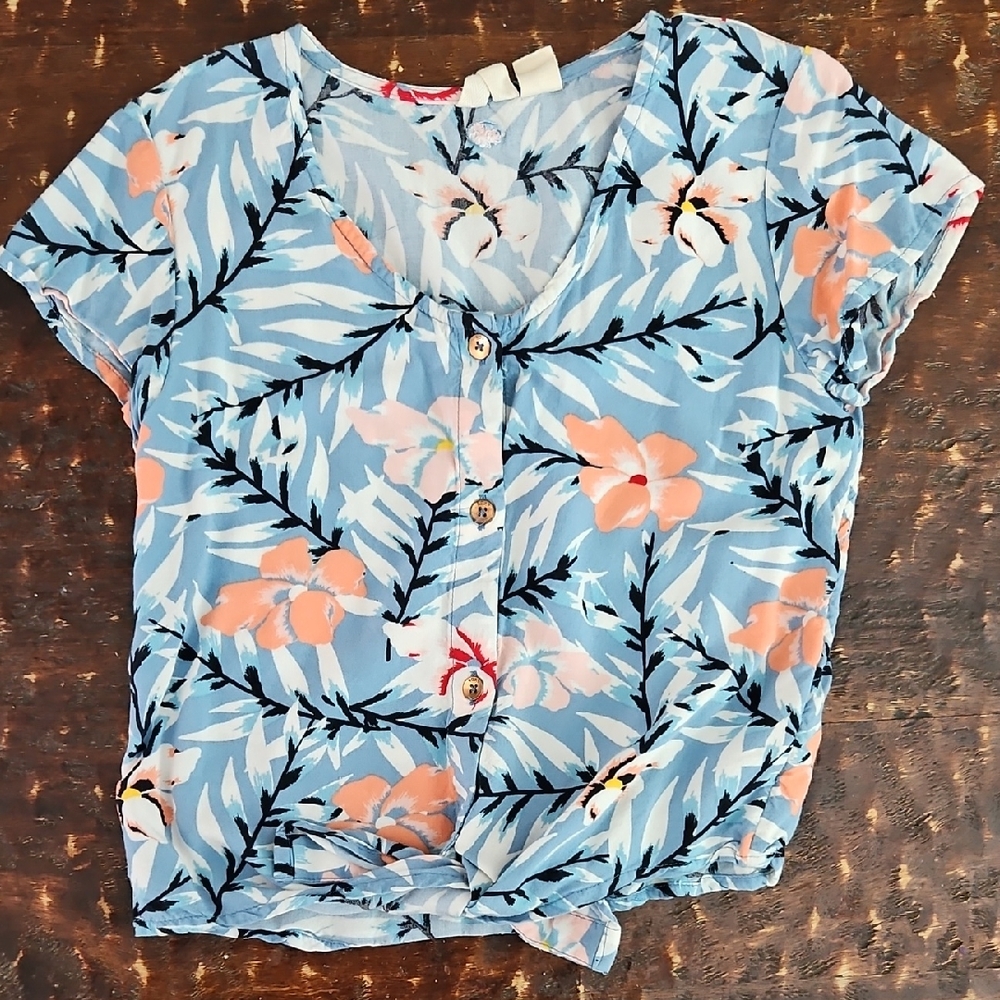 Girls Roxy Hawaiian Print Tie Top 6